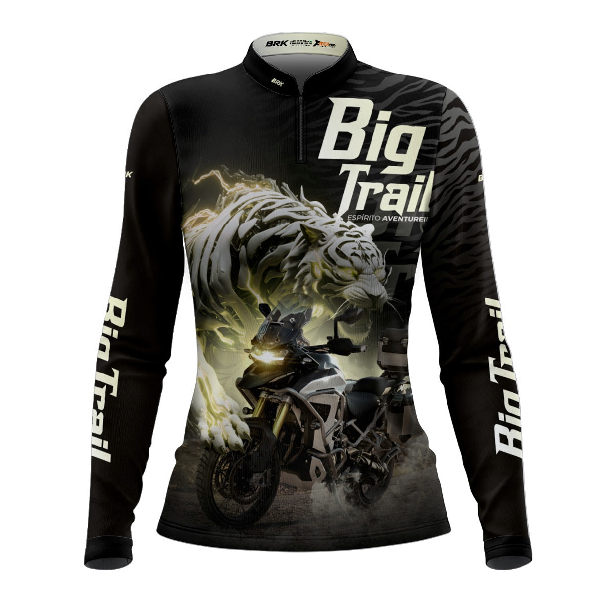 Camisa de Motociclismo Feminina Brk Tiger 1200 Rally Pro Preta com Proteção UV50+