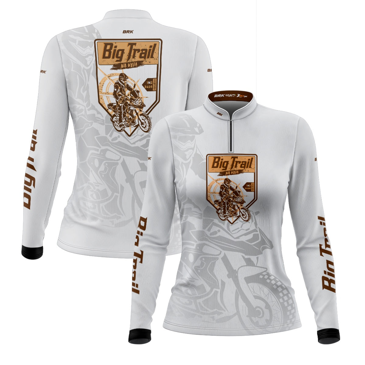 Camisa de Motociclismo Feminina Brk Big Trail Clean Branca com Proteção Solar UV50+
