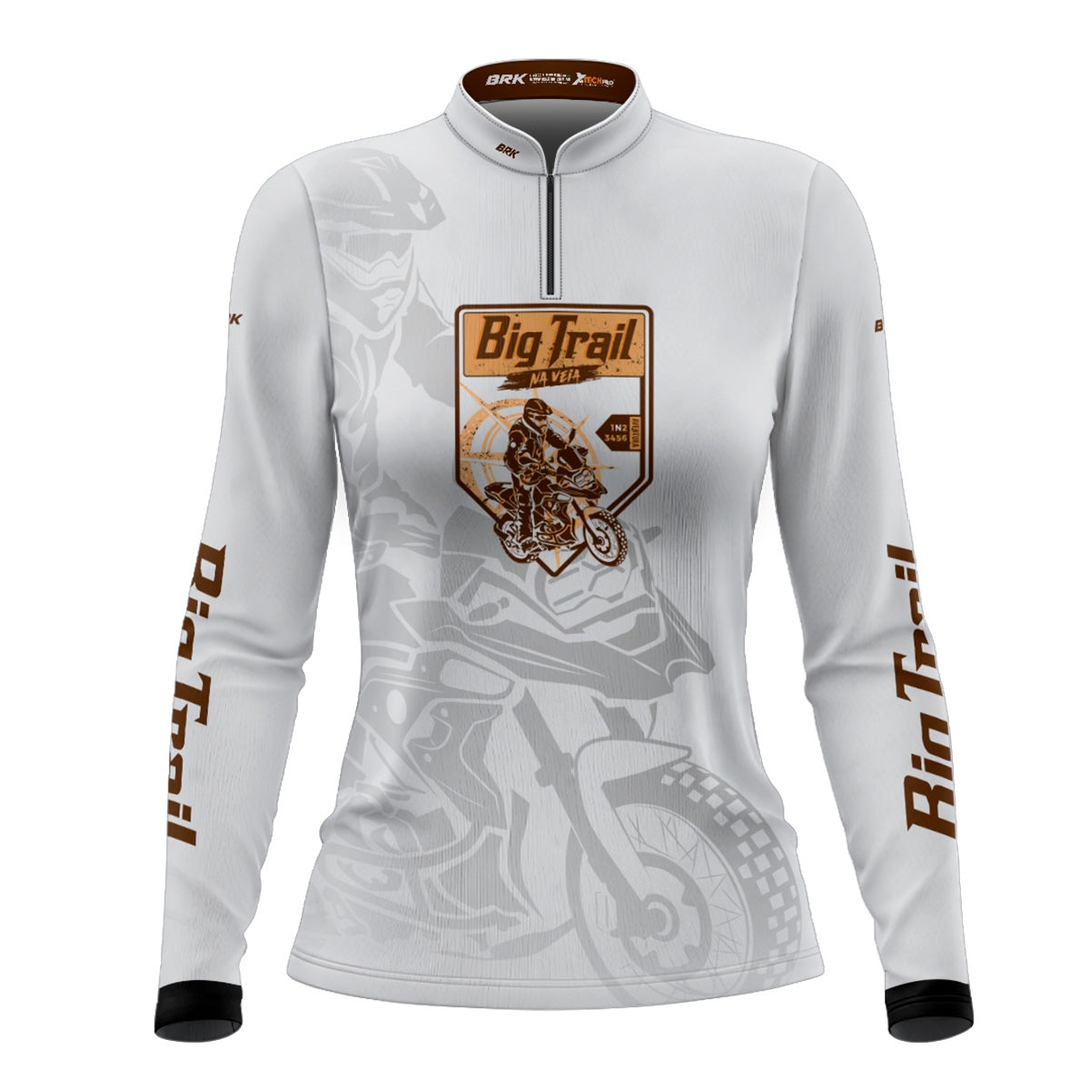 Camisa de Motociclismo Feminina Brk Big Trail Clean Branca com Proteção Solar UV50+