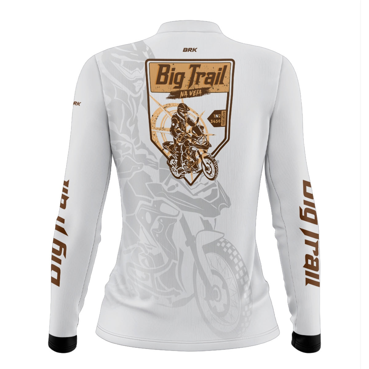 Camisa de Motociclismo Feminina Brk Big Trail Clean Branca com Proteção Solar UV50+