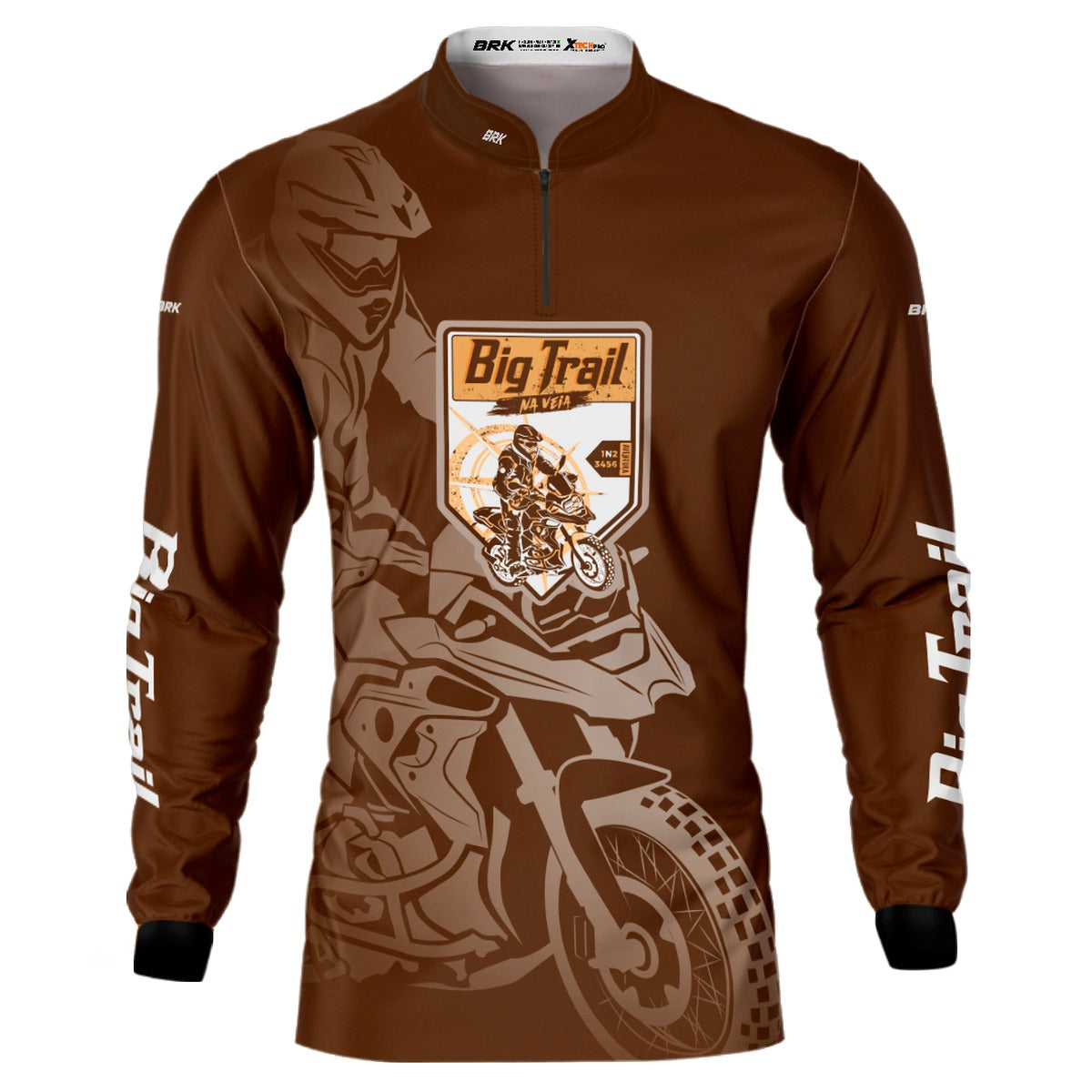 Camisa de Motociclismo Brk Big Trail Clean Marrom com Proteção Solar UV50+