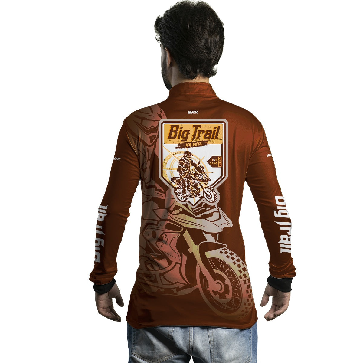 Camisa de Motociclismo Brk Big Trail Clean Marrom com Proteção Solar UV50+