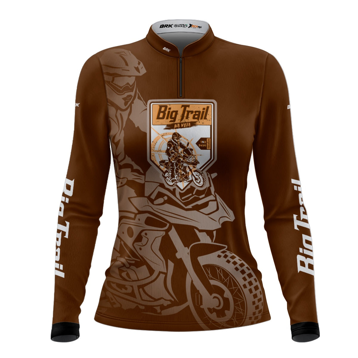 Camisa de Motociclismo Feminina Brk Big Trail Clean Marrom com Proteção Solar UV50+
