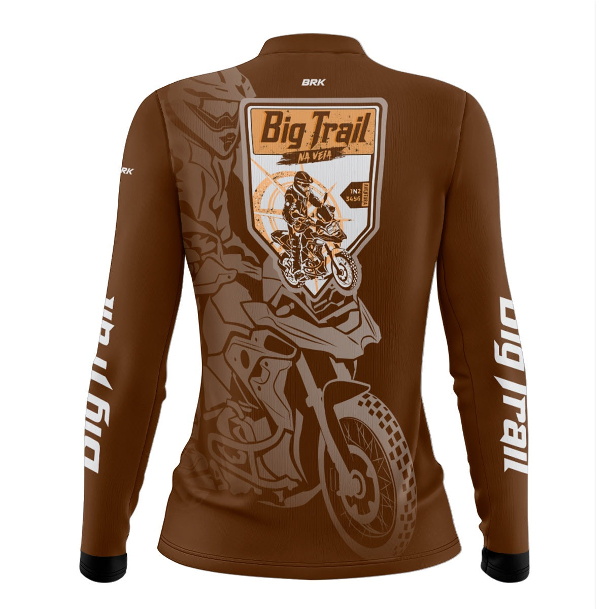 Camisa de Motociclismo Feminina Brk Big Trail Clean Marrom com Proteção Solar UV50+