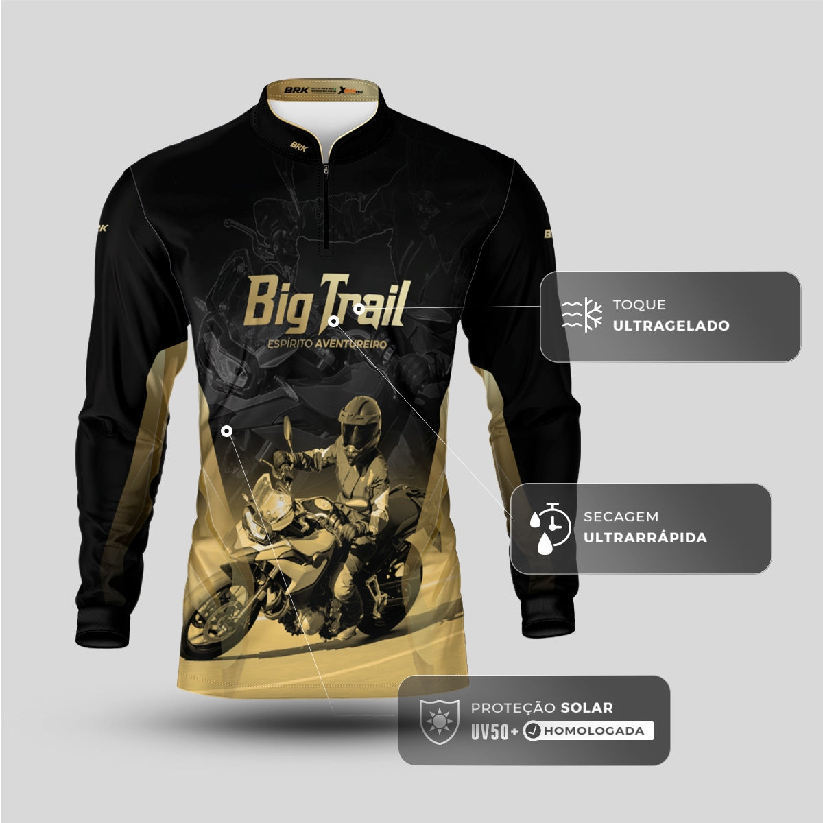 Camisa de Motociclismo Brk F 750 GS Premium com Proteção Solar UV50+