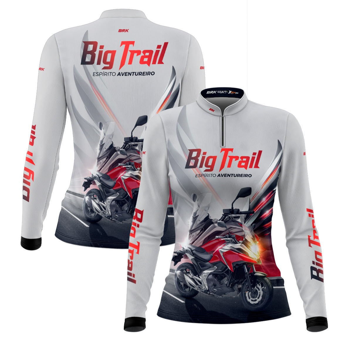 Camisa de Motociclismo Feminina Brk NC 750X Branca com Proteção Solar UV50+