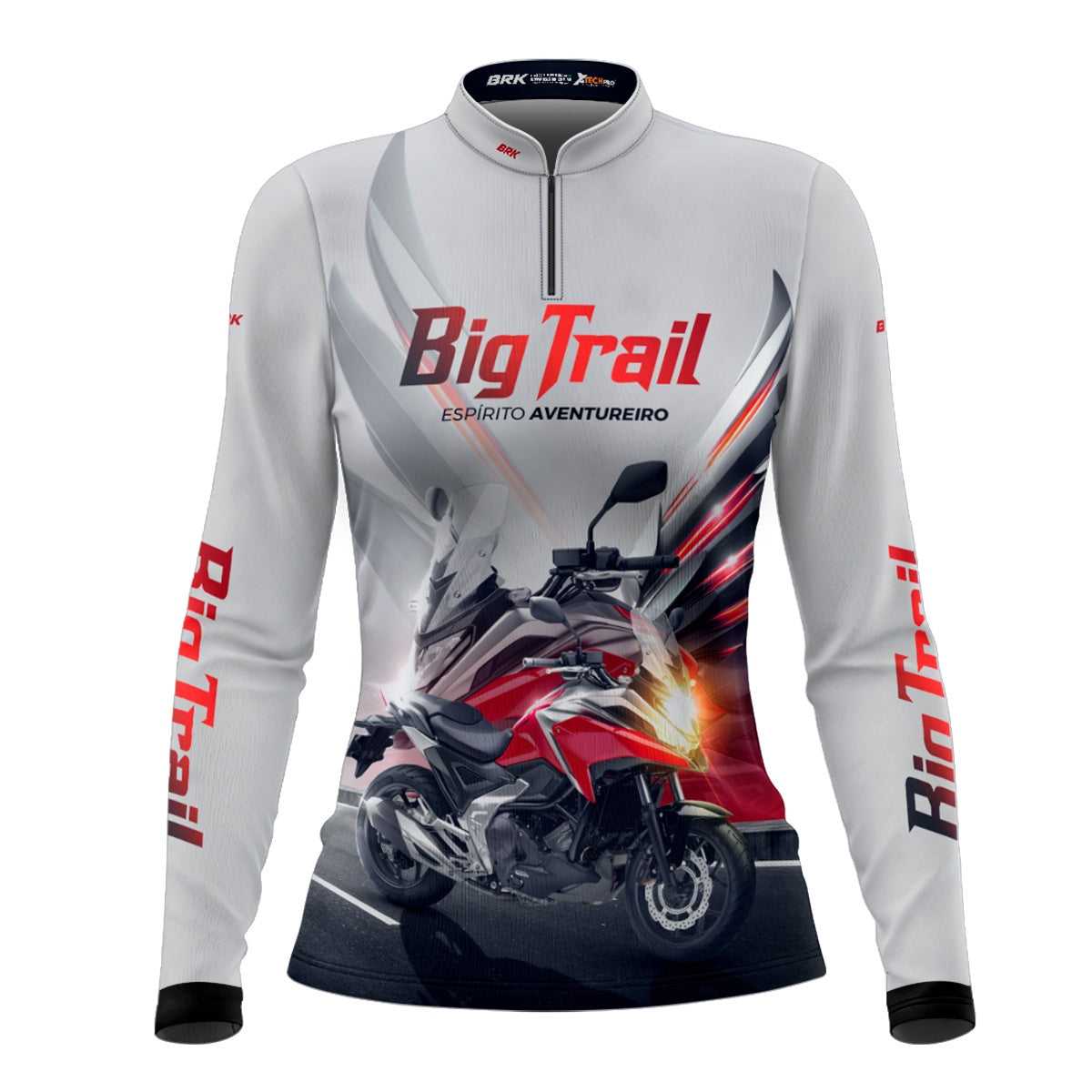 Camisa de Motociclismo Feminina Brk NC 750X Branca com Proteção Solar UV50+