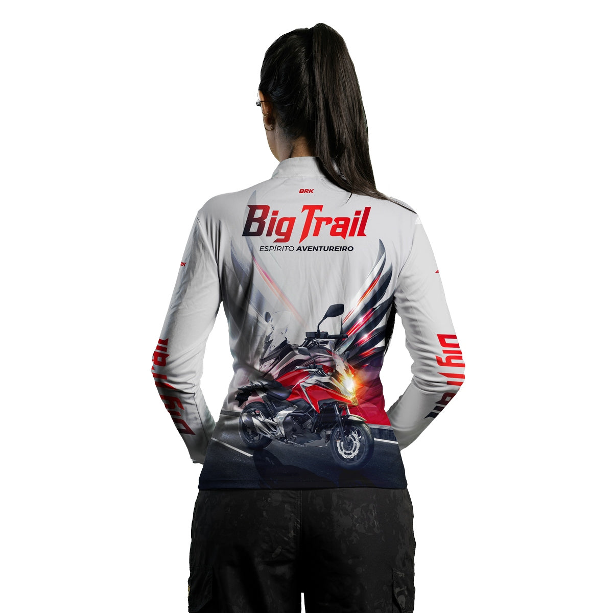 Camisa de Motociclismo Feminina Brk NC 750X Branca com Proteção Solar UV50+
