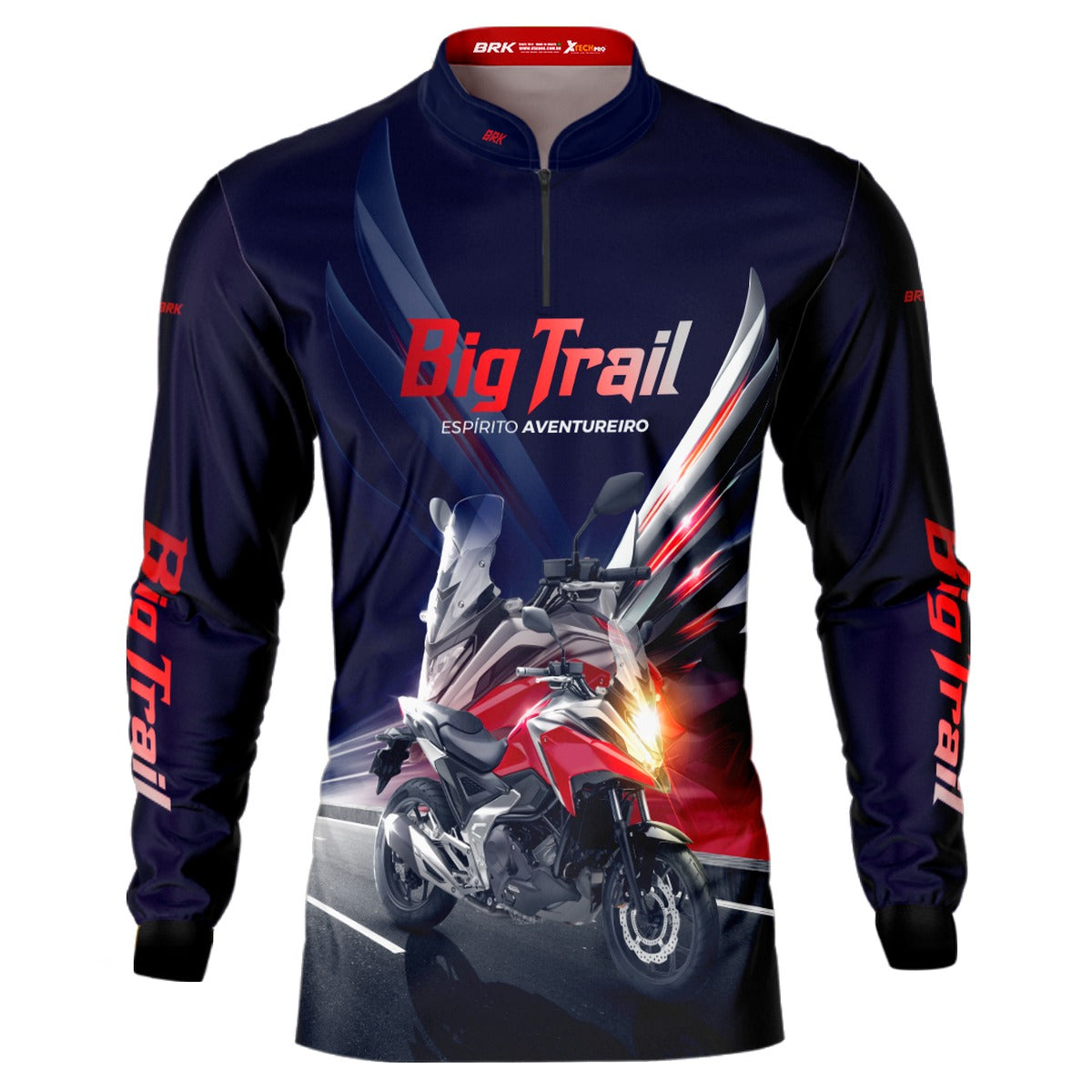 Camisa de Motociclismo Brk NC 750X Azul Escuro com Proteção Solar UV50+