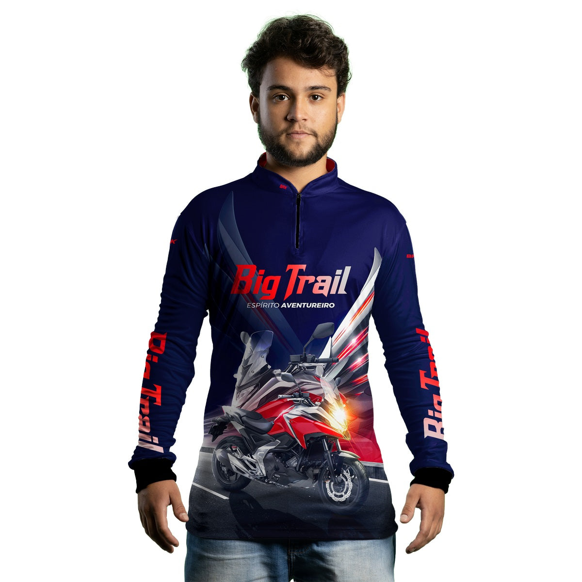 Camisa de Motociclismo Brk NC 750X Azul Escuro com Proteção Solar UV50+
