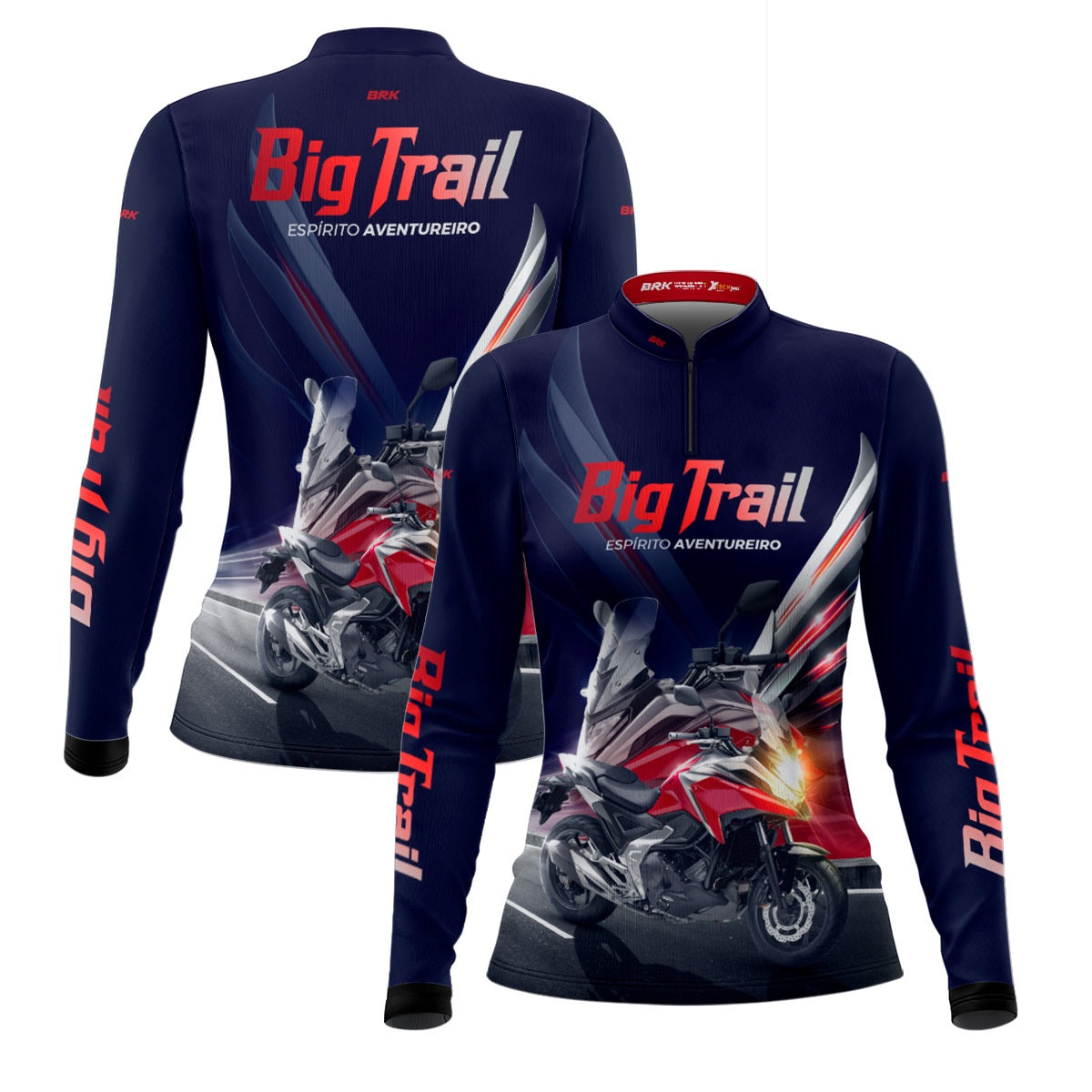 Camisa de Motociclismo Feminina Brk NC 750X Azul Escuro com Proteção Solar UV50+