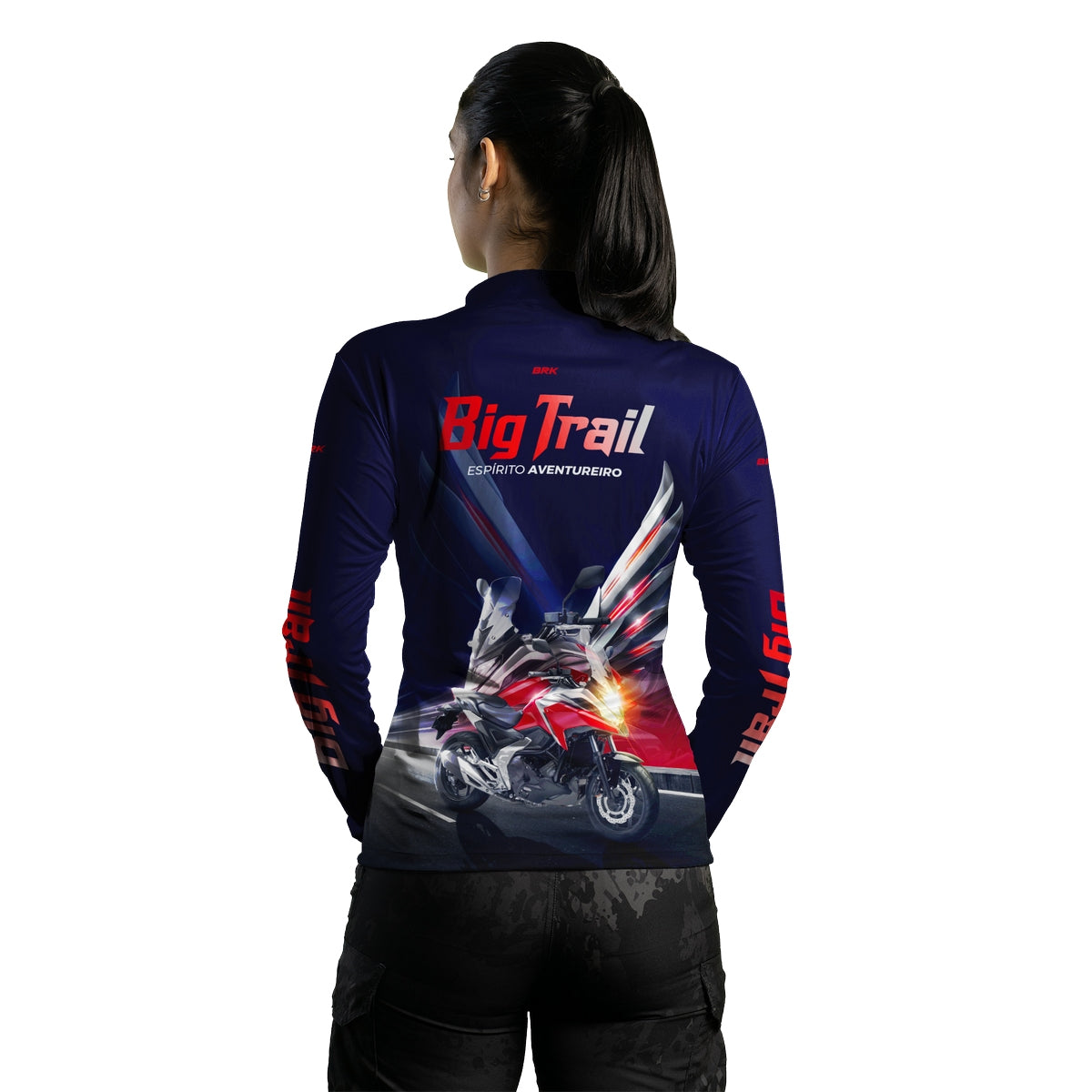 Camisa de Motociclismo Feminina Brk NC 750X Azul Escuro com Proteção Solar UV50+