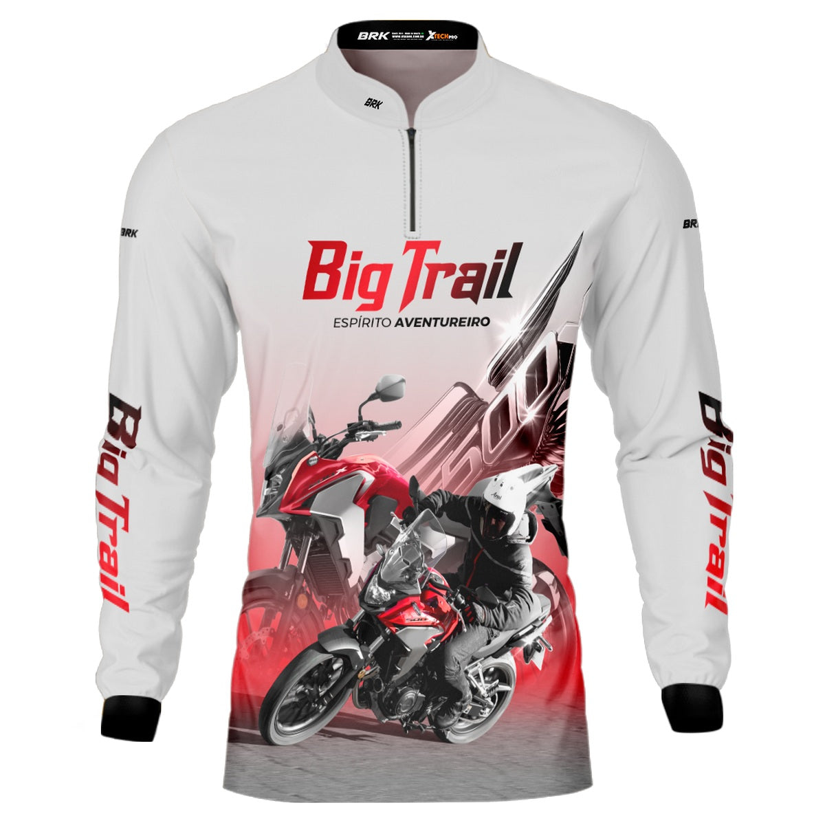 Camisa Motociclismo Brk CB 500X Branca com Proteção Solar UV50+