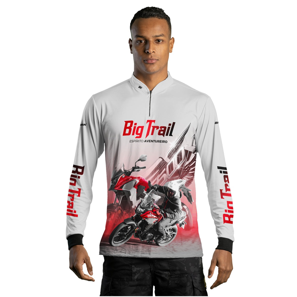 Camisa Motociclismo Brk CB 500X Branca com Proteção Solar UV50+