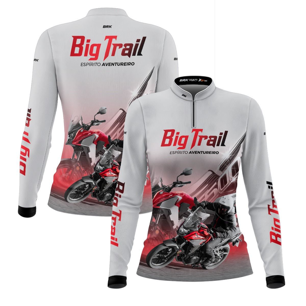 Camisa de Motociclismo Feminina Brk CB 500X Branca com Proteção Solar UV50+