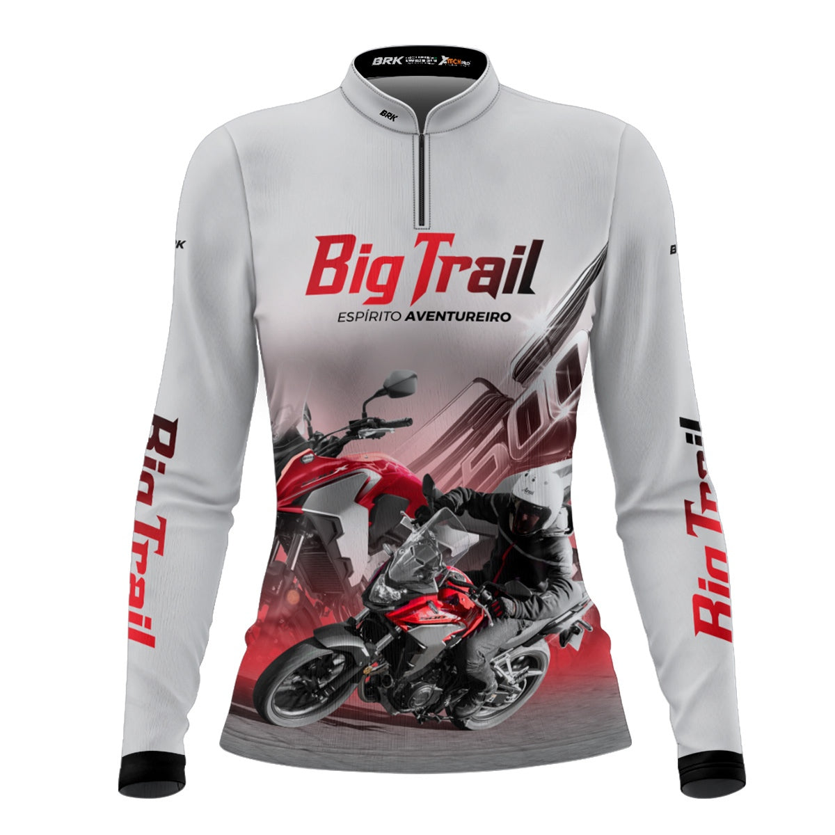 Camisa de Motociclismo Feminina Brk CB 500X Branca com Proteção Solar UV50+