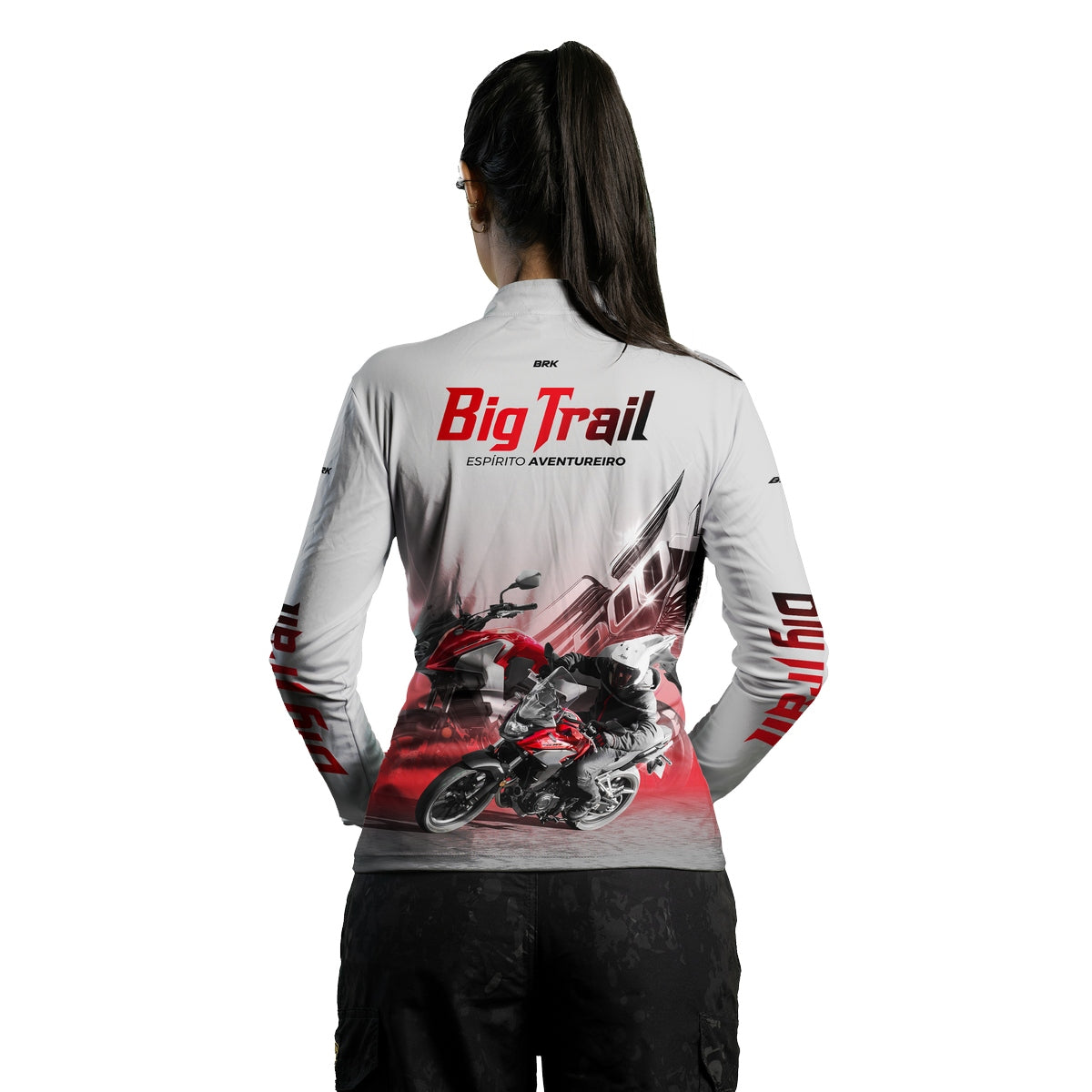 Camisa de Motociclismo Feminina Brk CB 500X Branca com Proteção Solar UV50+