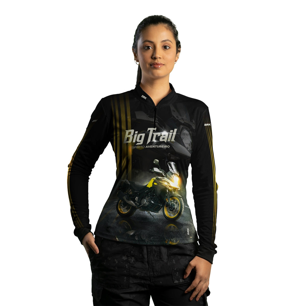 Camisa de Motociclismo Feminina Brk V-STORM 650 Preta com Proteção Solar UV50+
