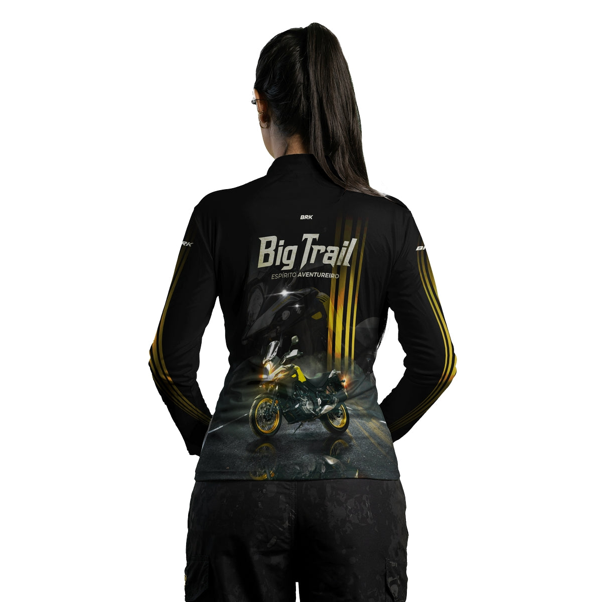 Camisa de Motociclismo Feminina Brk V-STORM 650 Preta com Proteção Solar UV50+