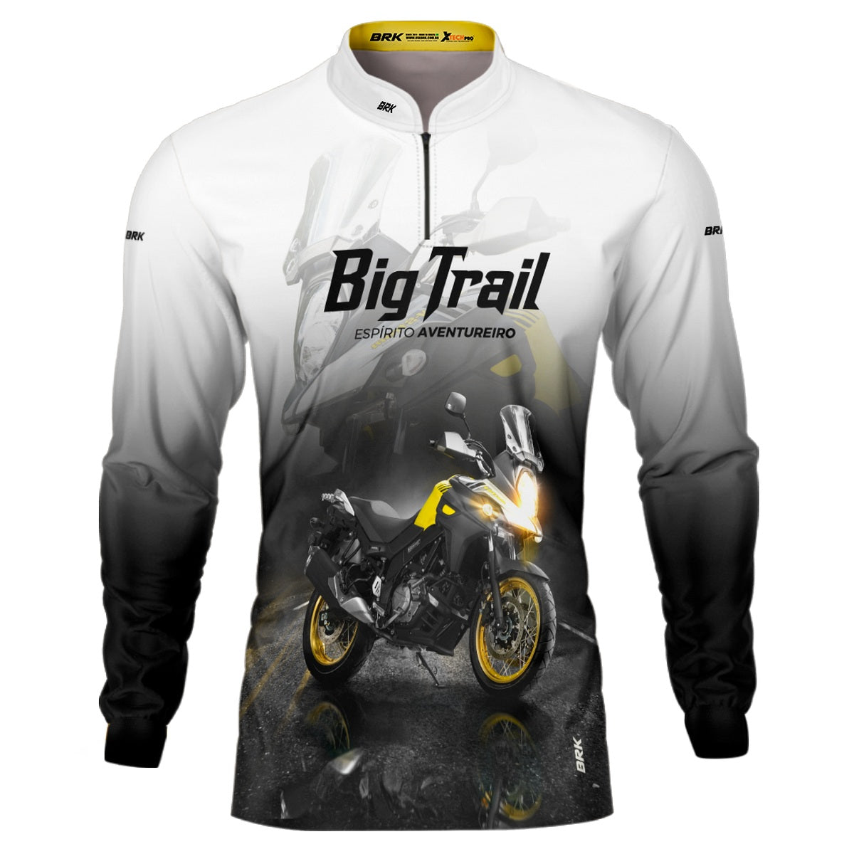 Camisa de Motociclismo Brk V-STROM 650 Branca com Proteção Solar UV50+