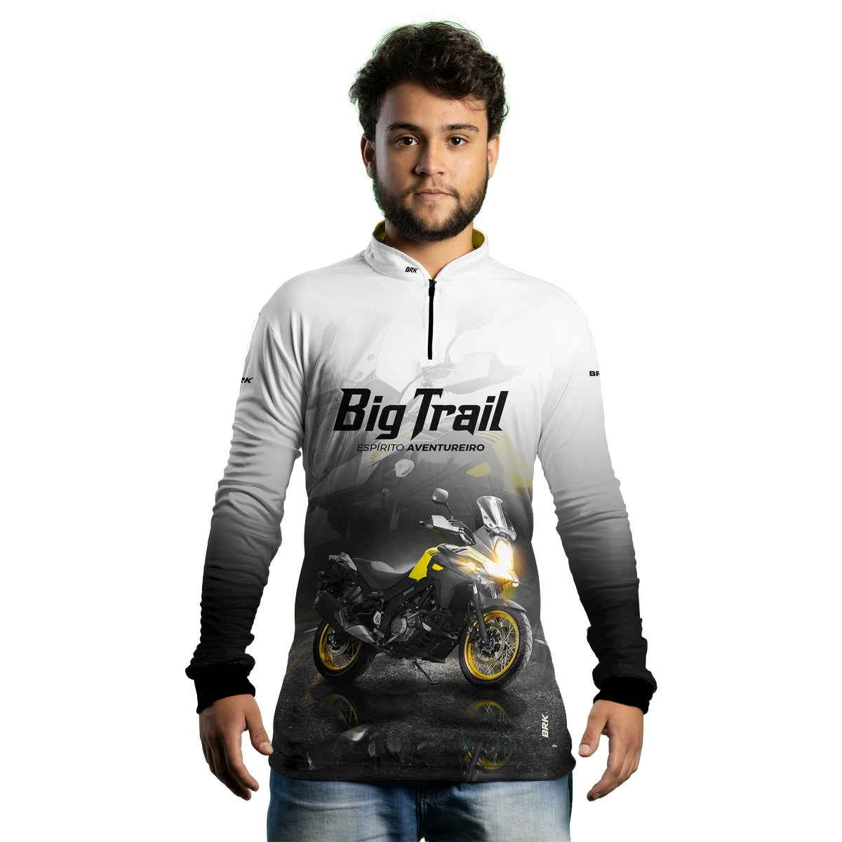 Camisa de Motociclismo Brk V-STROM 650 Branca com Proteção Solar UV50+