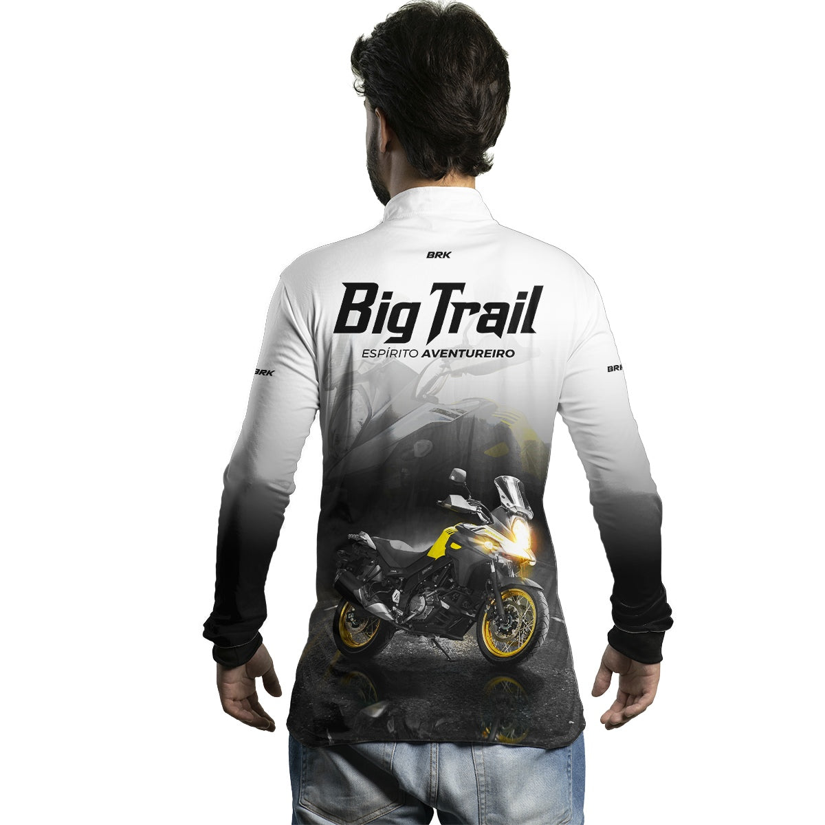 Camisa de Motociclismo Brk V-STROM 650 Branca com Proteção Solar UV50+