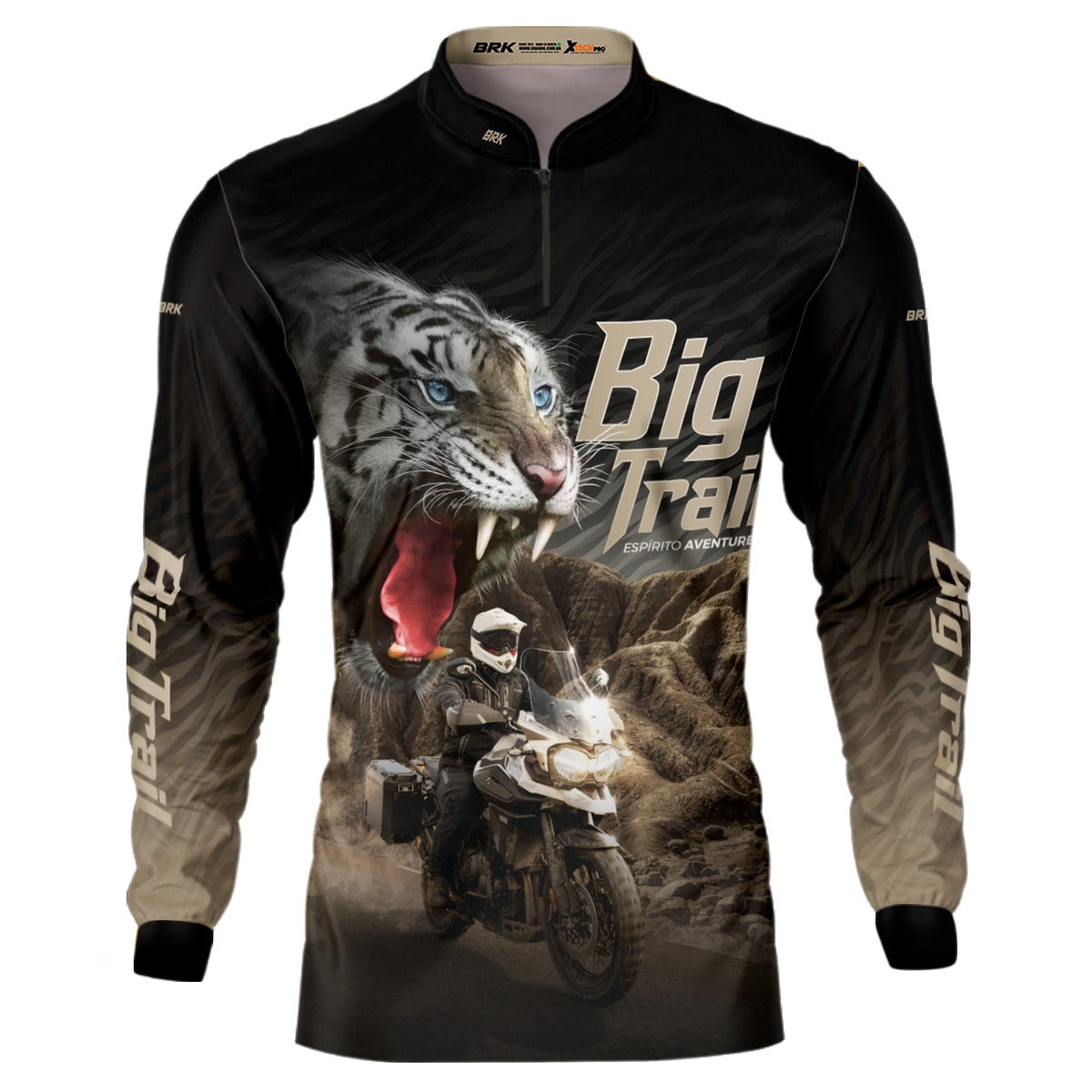 Camisa de Motociclismo Brk Tiger 1200 Preta com Proteção Solar UV50+
