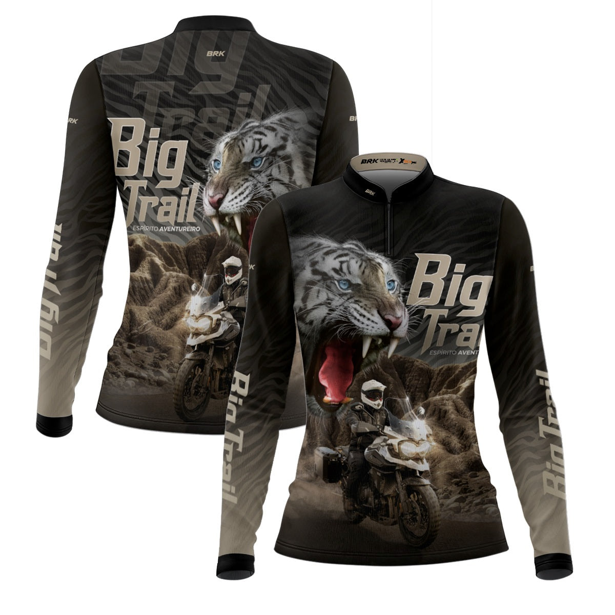 Camisa de Motociclismo Feminina Brk Tiger 1200 Preta com Proteção Solar UV50+