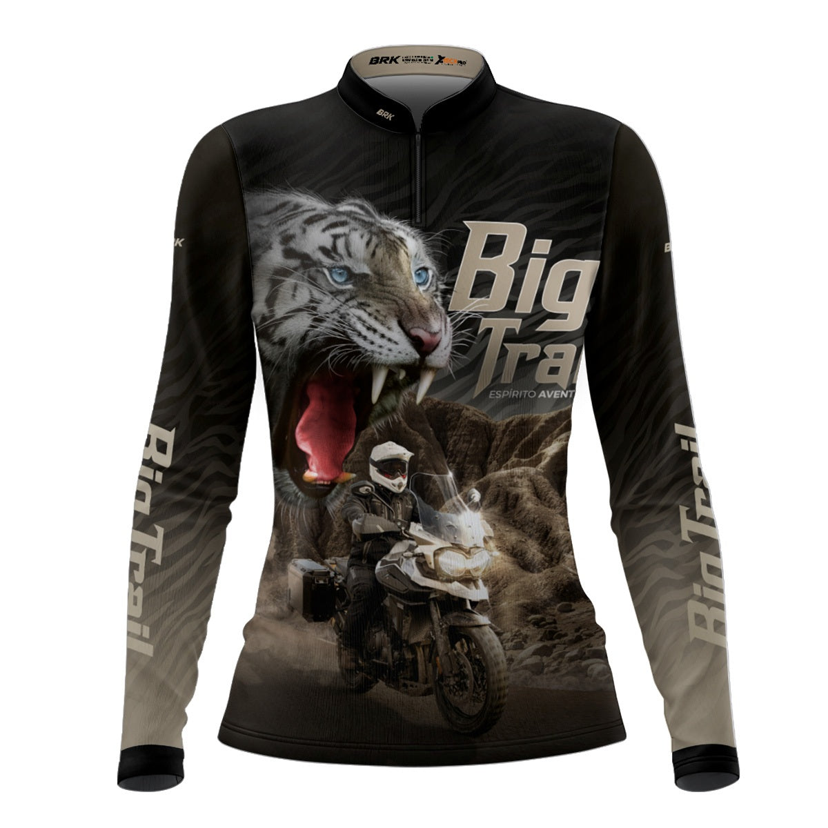Camisa de Motociclismo Feminina Brk Tiger 1200 Preta com Proteção Solar UV50+