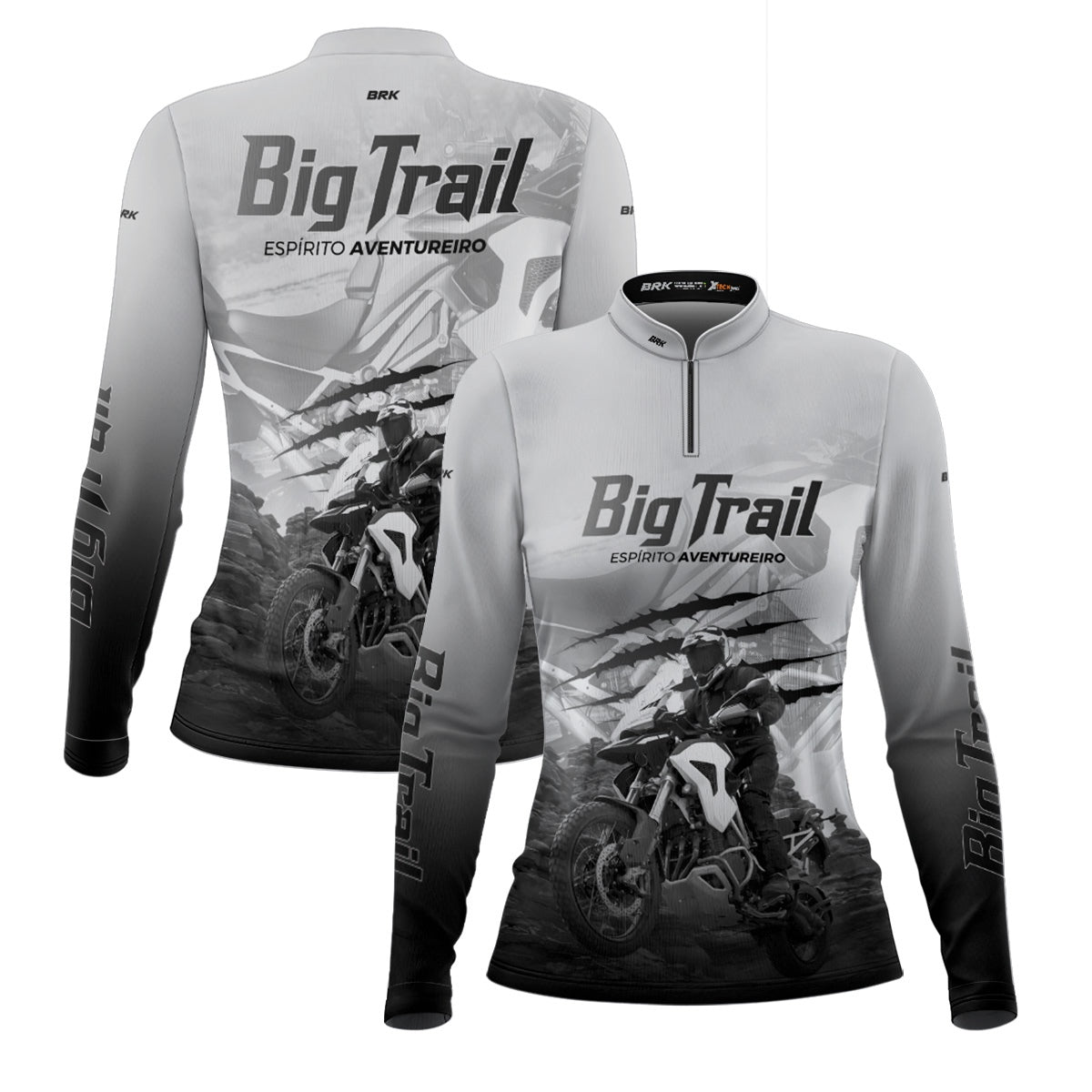 Camisa de Motociclismo Feminina Brk Tiger 1200 Rally Pro Branca com Proteção Solar UV50+