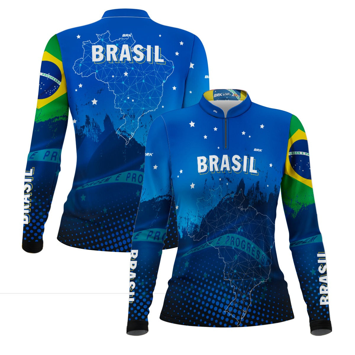 Camisa Feminina Brk Brasil Azul com Proteção Solar UV50+