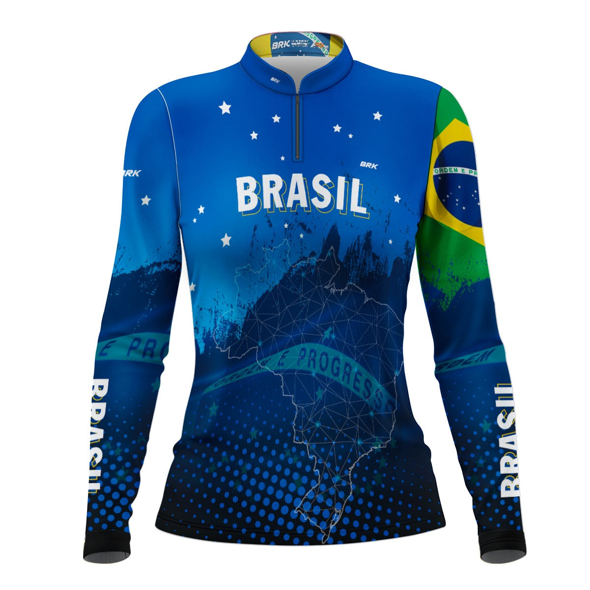 Camisa Feminina Brk Brasil Azul com Proteção Solar UV50+