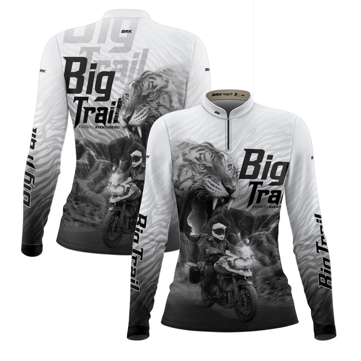 Camisa de Motociclismo Feminina Brk Tiger 1200 Branca com Proteção Solar UV50+