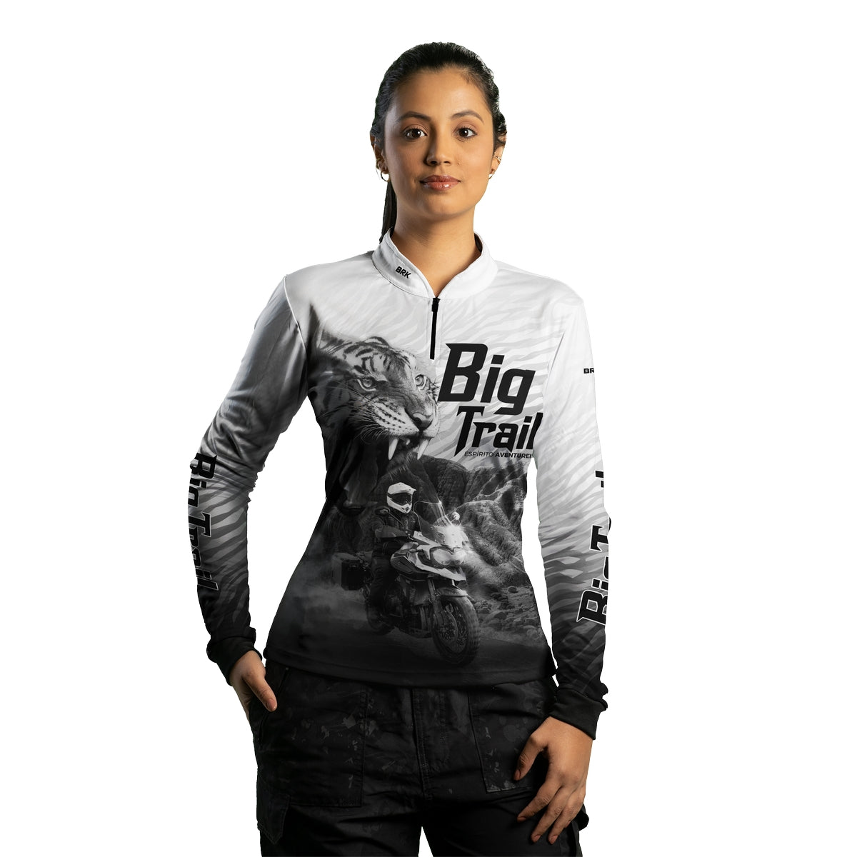 Camisa de Motociclismo Feminina Brk Tiger 1200 Branca com Proteção Solar UV50+