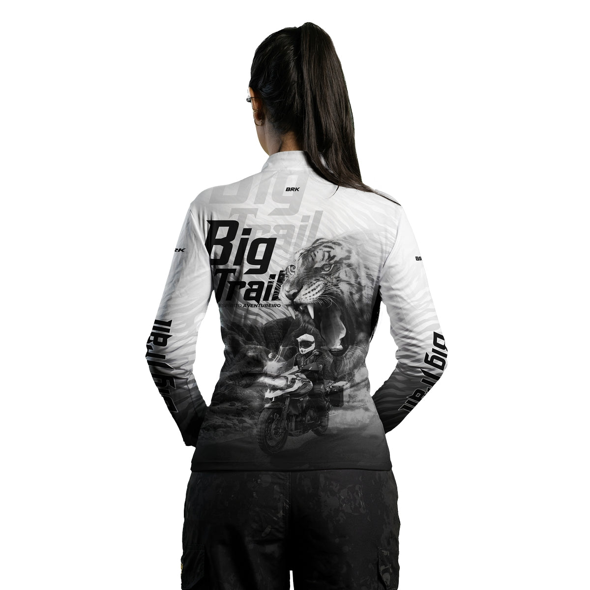 Camisa de Motociclismo Feminina Brk Tiger 1200 Branca com Proteção Solar UV50+