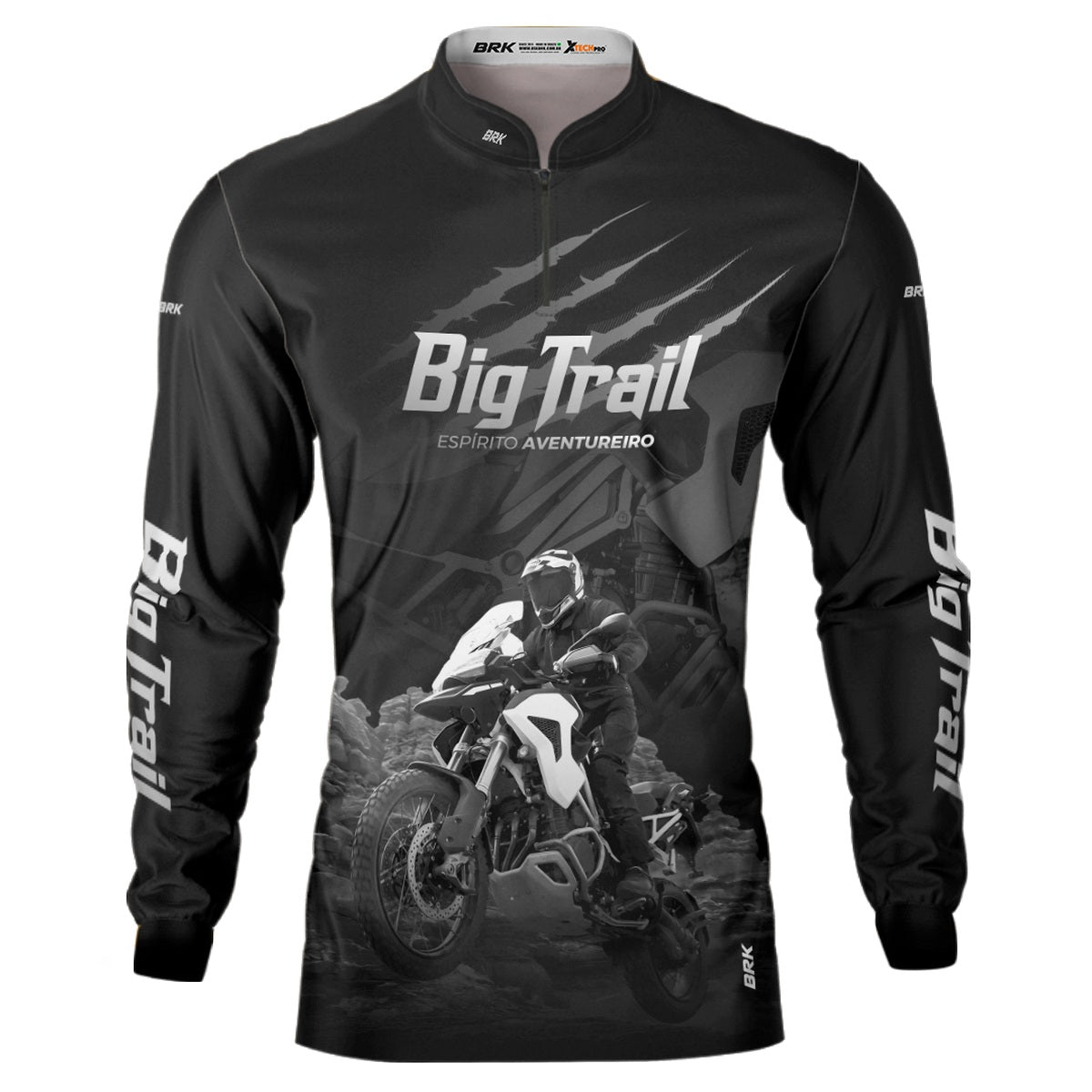 Camisa de Motociclismo Brk Tiger 1200 Rally Pro Preta com Proteção Solar UV50+