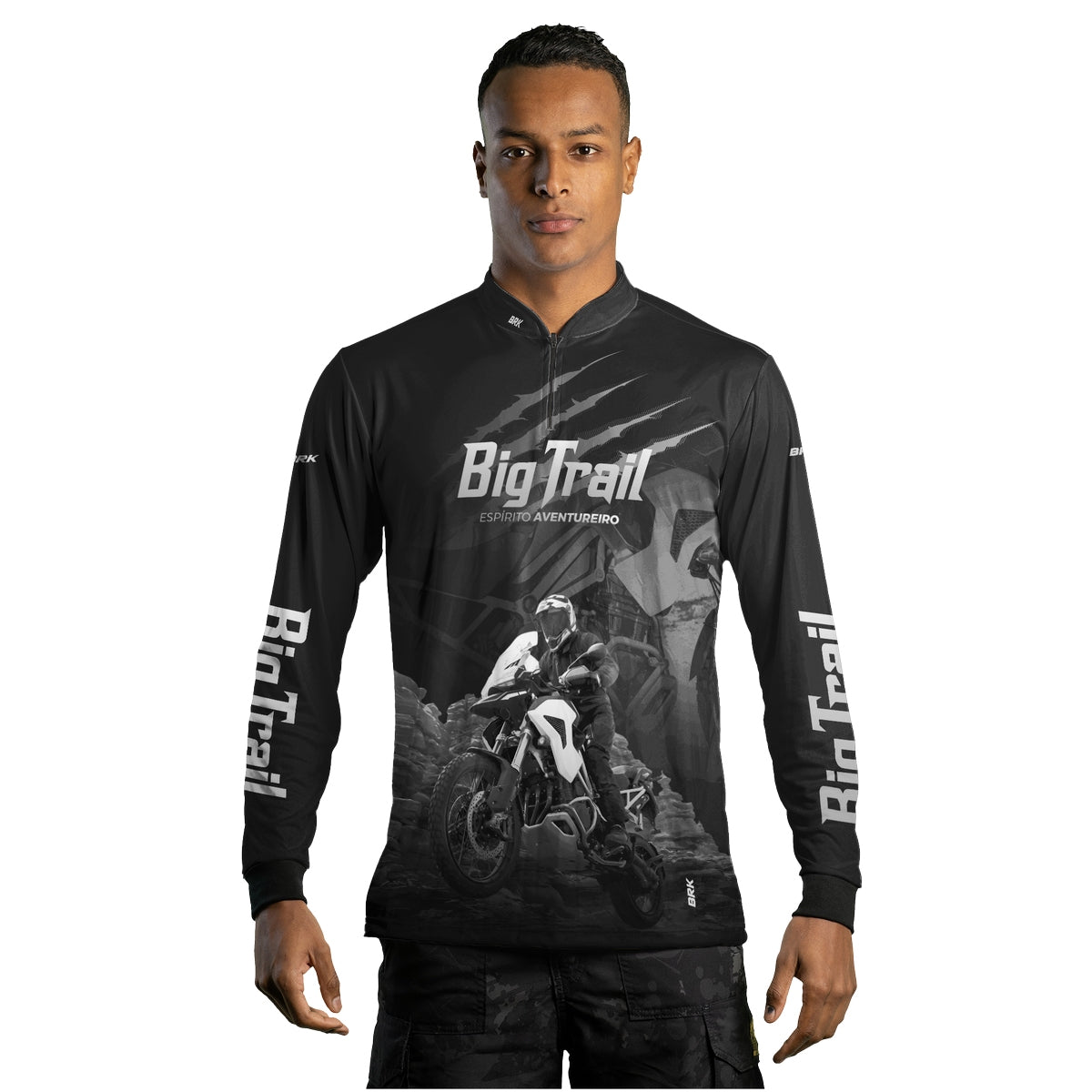 Camisa de Motociclismo Brk Tiger 1200 Rally Pro Preta com Proteção Solar UV50+