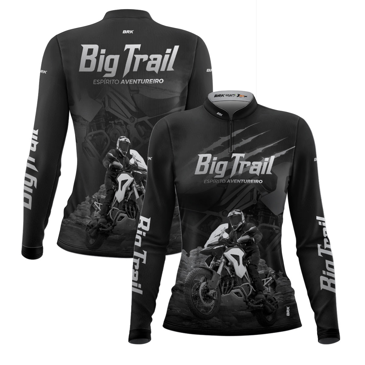 Camisa de Motociclismo Feminina Brk Tiger 1200 Rally Pro Preta com Proteção Solar UV50+