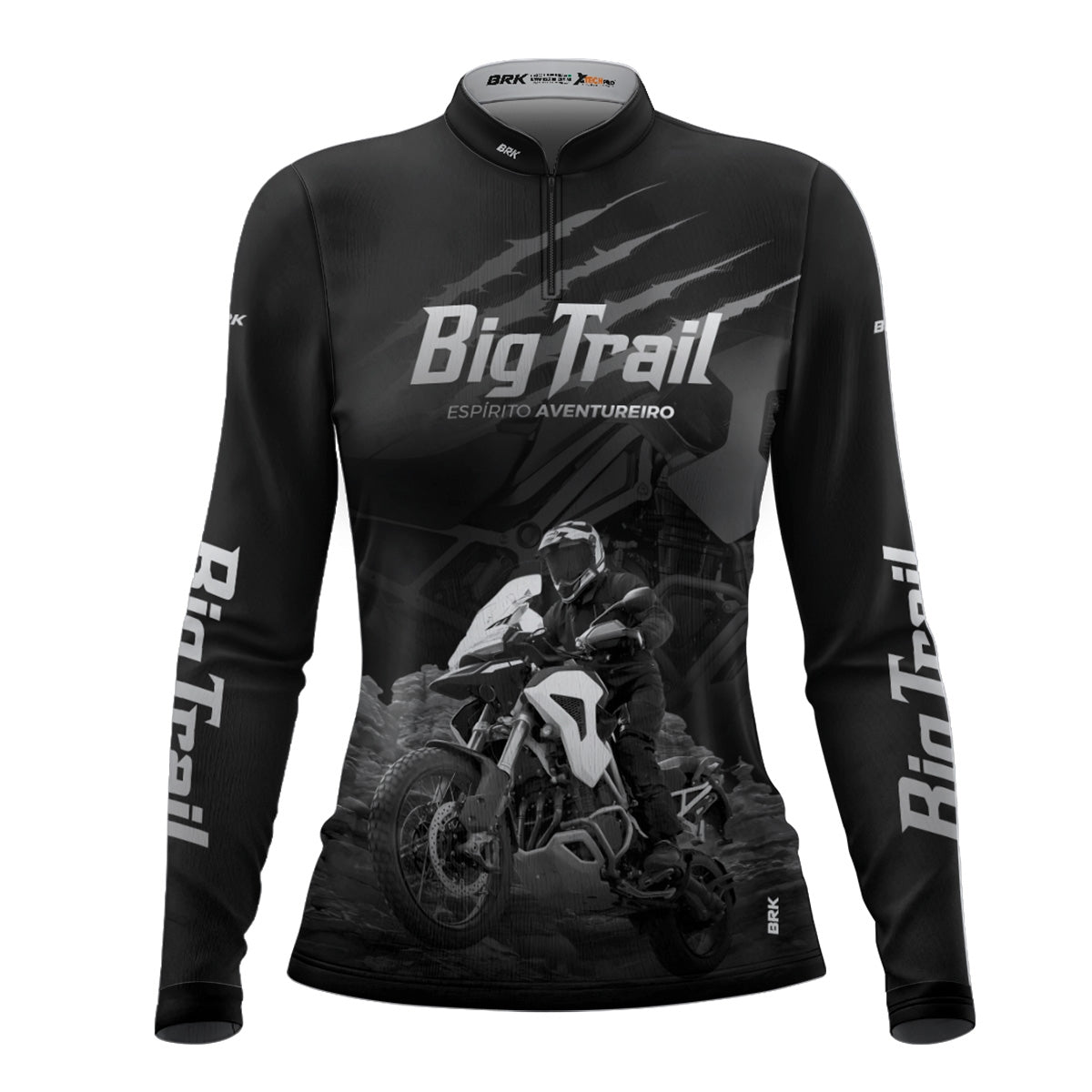 Camisa de Motociclismo Feminina Brk Tiger 1200 Rally Pro Preta com Proteção Solar UV50+