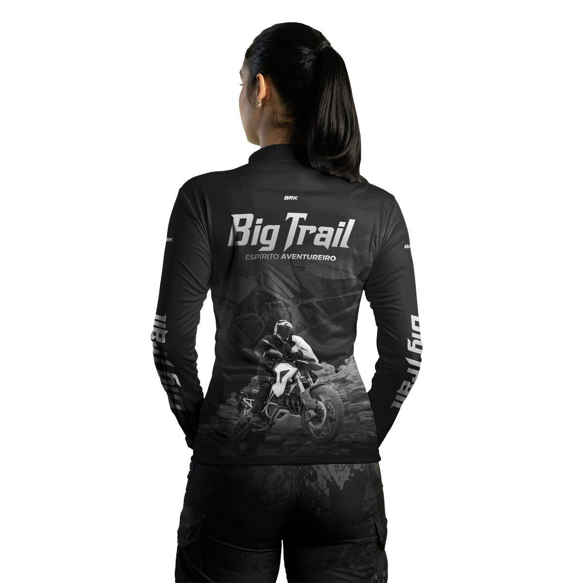 Camisa de Motociclismo Feminina Brk Tiger 1200 Rally Pro Preta com Proteção Solar UV50+