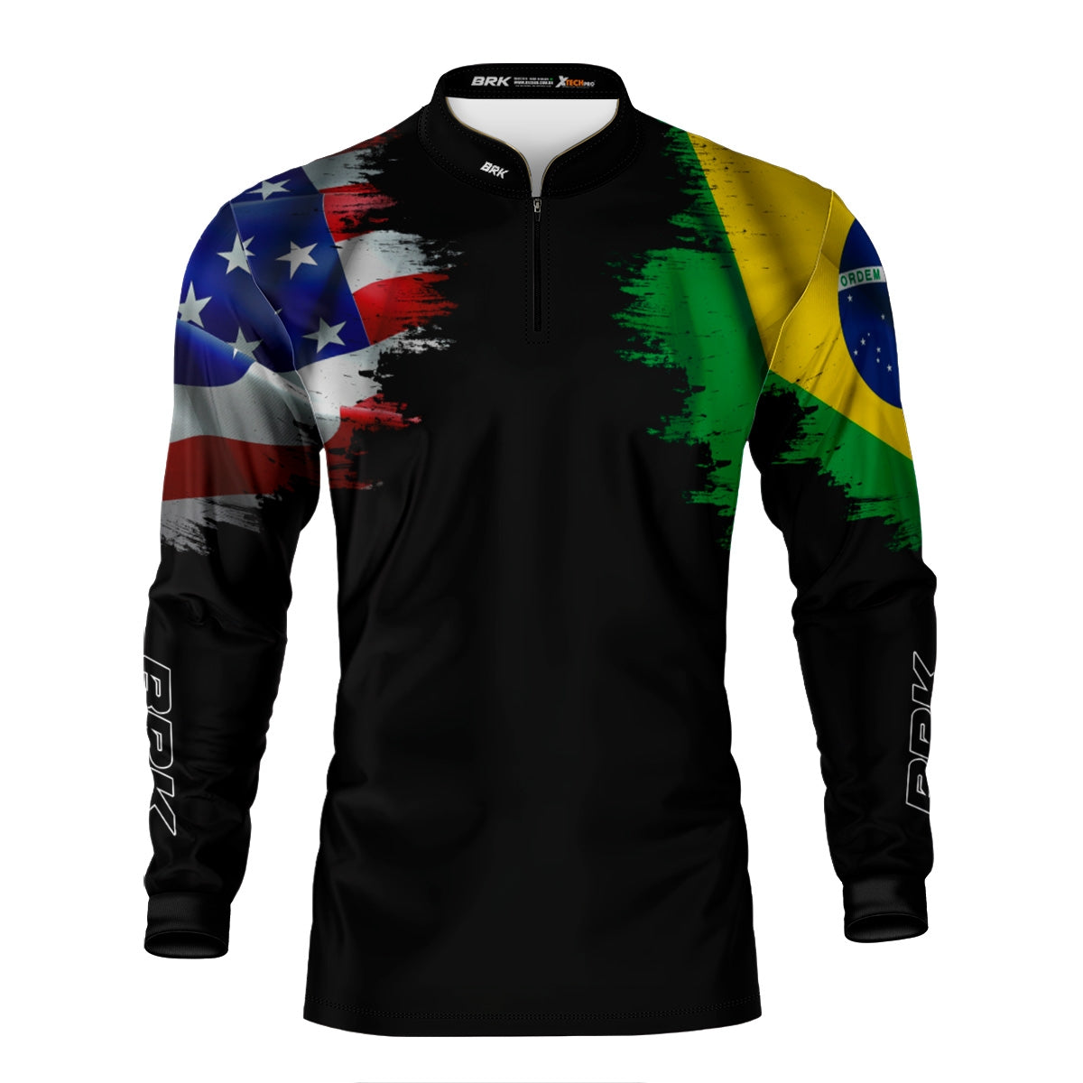 Camisa Bandeira de Brasil e Estados Unidos com Proteção UV50+