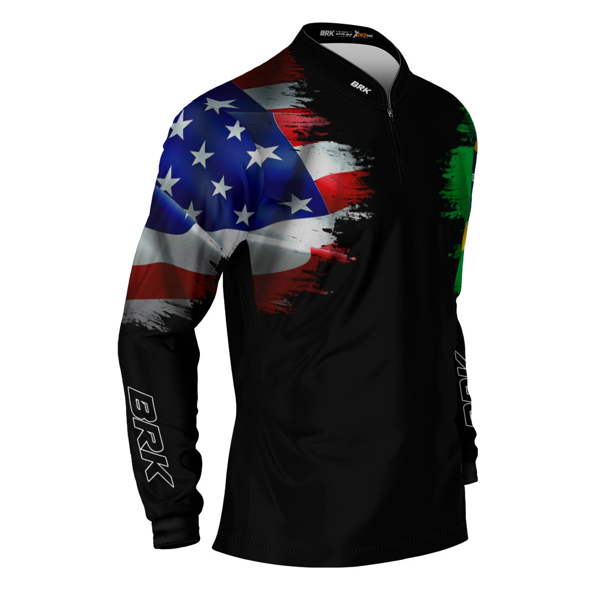 Camisa Bandeira de Brasil e Estados Unidos com Proteção UV50+