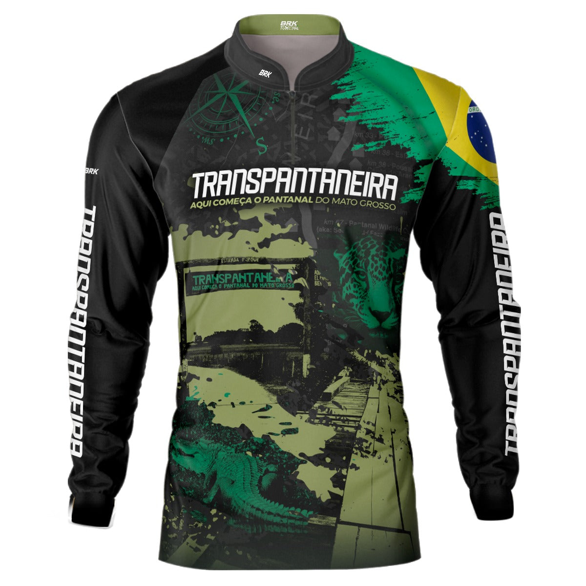 Camisa de Motociclismo Brk Estrada Transpantaneira Preta com Proteção Solar UV50+