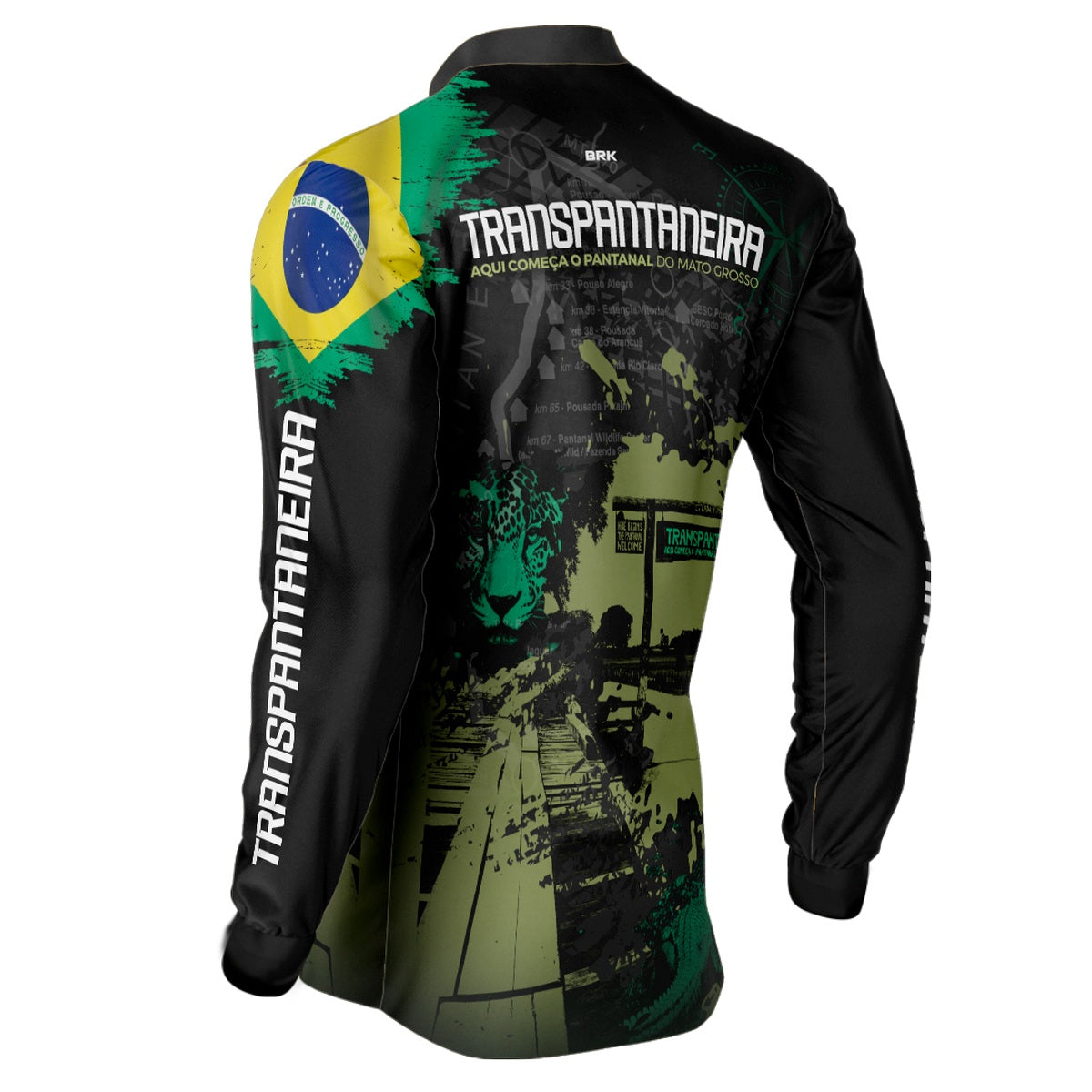 Camisa de Motociclismo Brk Estrada Transpantaneira Preta com Proteção Solar UV50+