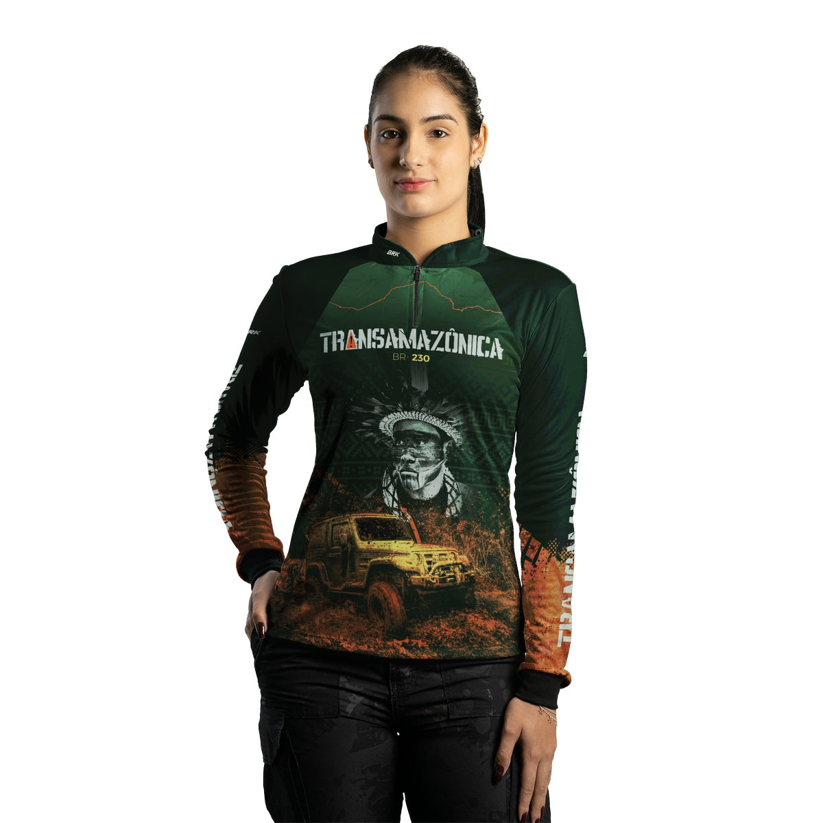 Camisa Feminina de Motociclismo Brk Transamazônica Off Road 4x4 com Proteção Solar UV50+