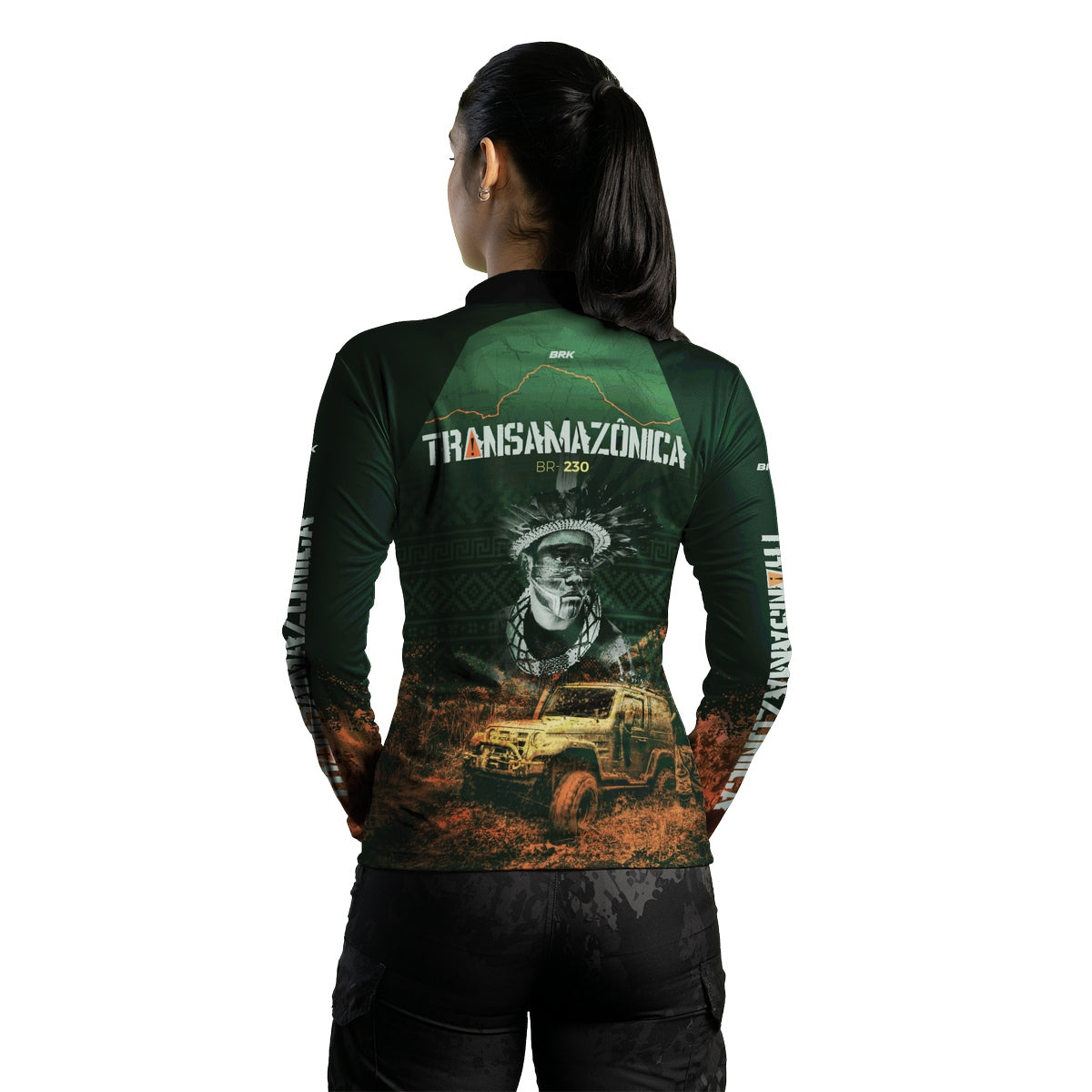 Camisa Feminina de Motociclismo Brk Transamazônica Off Road 4x4 com Proteção Solar UV50+