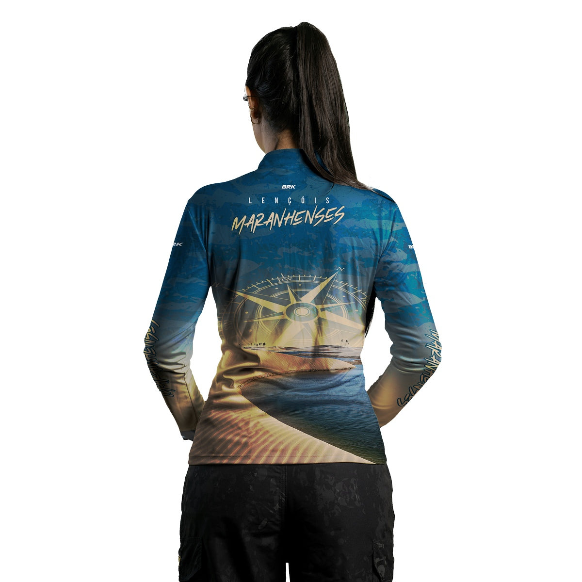 Camisa Feminina de Motociclismo Brk Lençóis Maranhenses com Proteção Solar UV50+