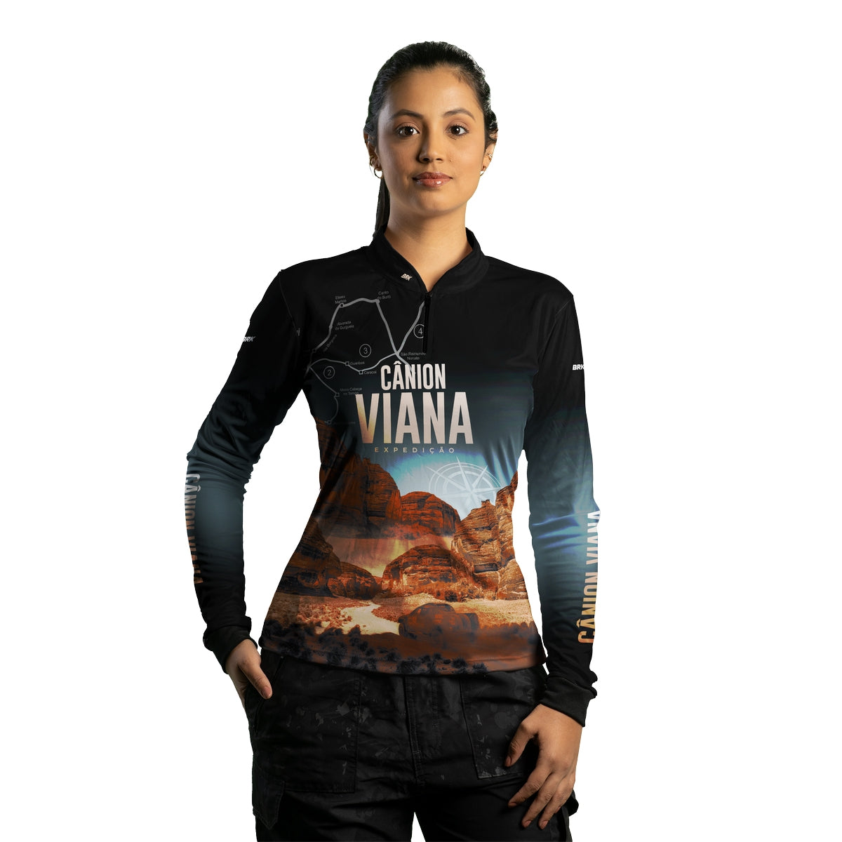 Camisa Feminina de Motociclismo Brk Expedição Cânion Viana com Proteção Solar UV50+