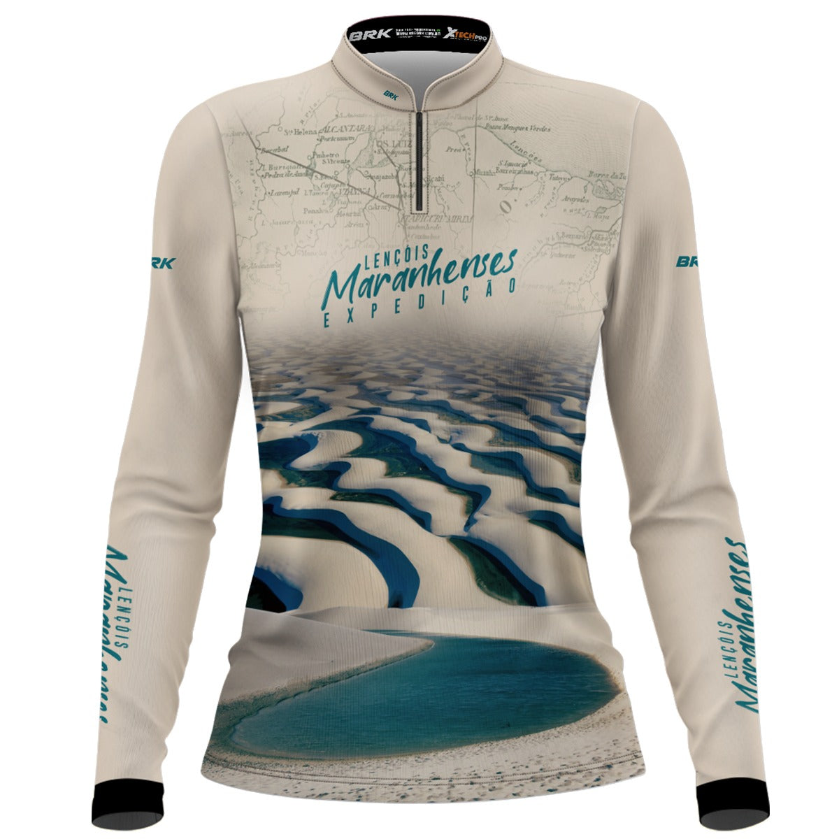 Camisa Feminina de Motociclismo Brk Expedição Lençóis Maranhenses Clara com Proteção Solar UV50+