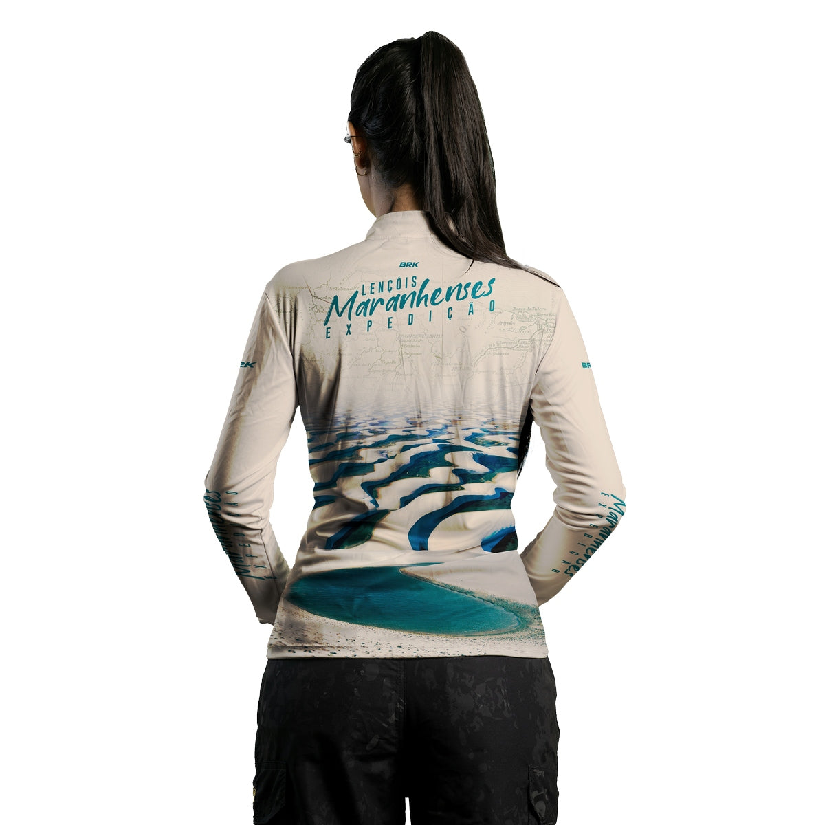 Camisa Feminina de Motociclismo Brk Expedição Lençóis Maranhenses Clara com Proteção Solar UV50+
